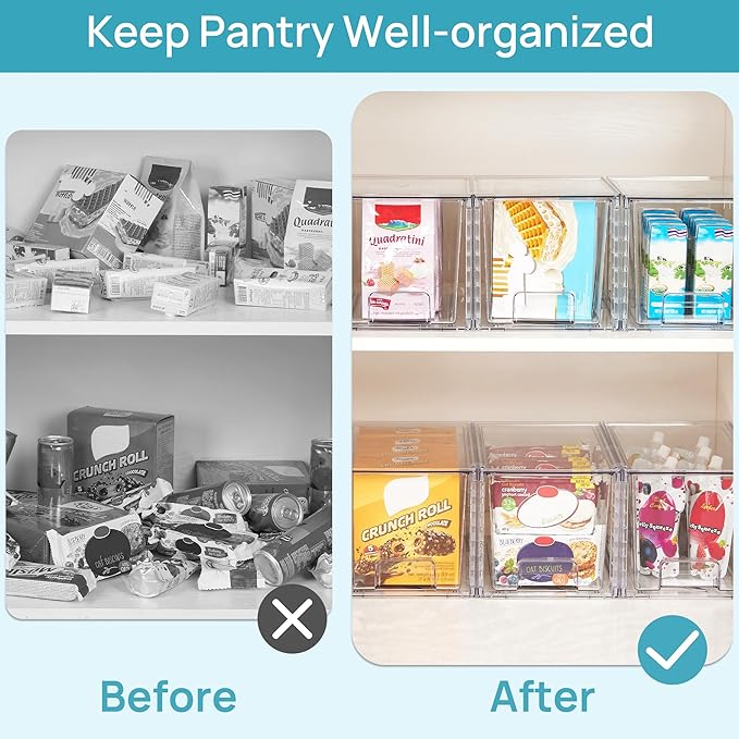 Vtopmart 8 Pack Stackable Clear Pantry Storage Drawers, Large - Image 5