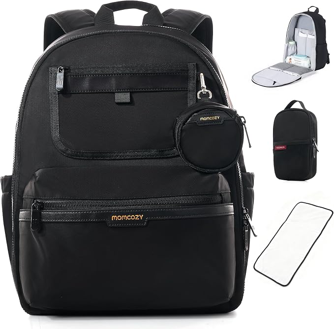 Momcozy Diaper Bag Backpack for Travel & Work - Waterproof and Multi-Pocket | Baby Bag with changing pad,mom bag with Insulated Pouch, Stroller Straps & Laptop Compartment by Momcozy
