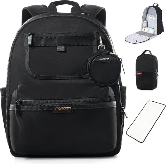 Momcozy Diaper Bag Backpack for Travel & Work - Waterproof and Multi-Pocket | Baby Bag with changing pad,mom bag with Insulated Pouch, Stroller Straps & Laptop Compartment by Momcozy