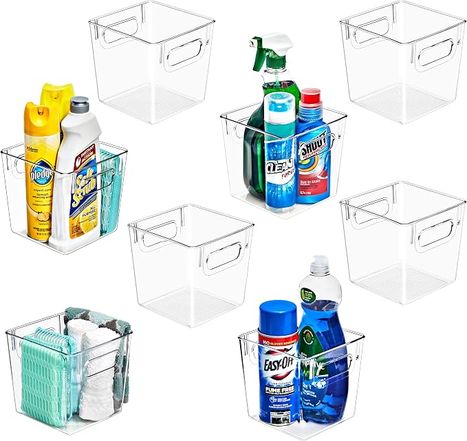 Sorbus Fridge Organizers and Storage, Clear Plastic Bins (Small, 8 Pack) | Handled containers keep crafts, clothing and household supplies sorted across pantries, cabinets, refrigerators and closets. by Sorbus