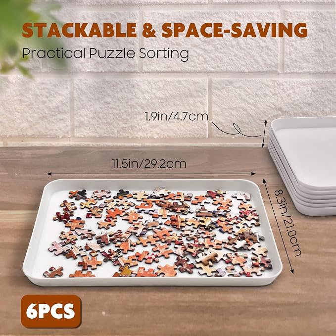 Nariolar 11.5 x 8.3 in Puzzle Sorting Trays Stackable | 6-Pack Puzzle Piece Sorter Trays for 1000/1500/2000 Pieces - Image 2