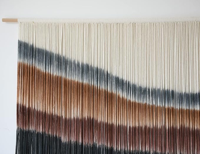 Macrame Wall Hanging Boho Wall Decor Large-Scale Tie-Dye Tapestry 57"W*35"L | Handmade Yarn Art, Fiber Wall Hanging, Large Wall Decor, Boho Style, for Living Room Bedroom Decor, Bohemian Home - Image 6