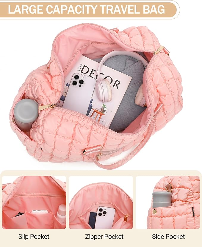 Duffle Bag for Travel, Weekender Bag with Shoe Compartment, Carry On Overnight Bag for Women with Toiletry Bag, Gym Bag with Wet Pocket, Hospital Bags for Labor and Delivery Beige - Image 5