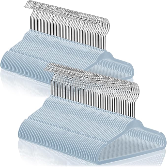 Casafield 100 Velvet Baby Hangers - 11" Size for Infant & Toddler Clothes - Light Blue by Casafield