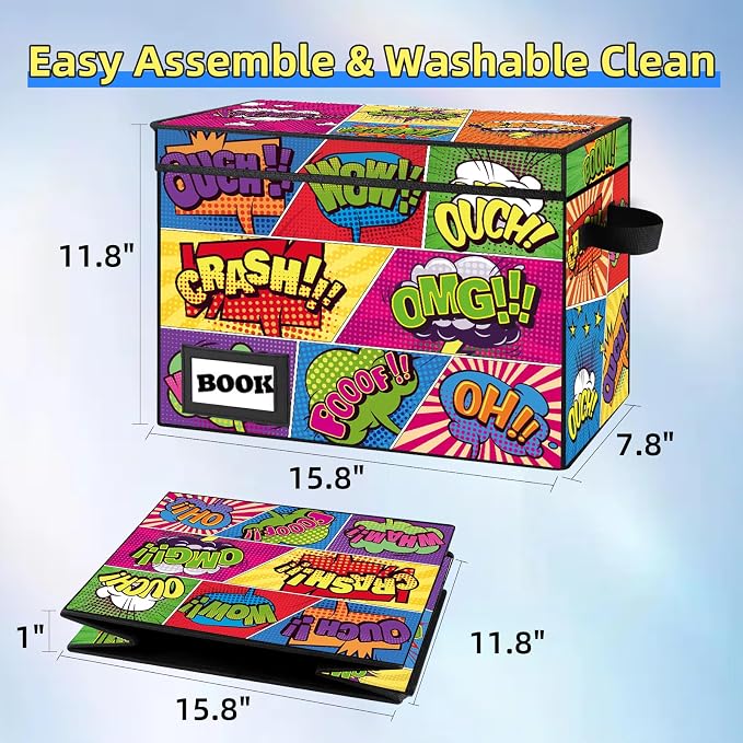2 Pack Collection Comic Book Storage Boxes, Protector Organizer 15.8" X 7.8" X 11.8" Collapsible Short Box Holds 160-180 Comic Book Heavy Duty Bin Container Holder Shelf - Image 4
