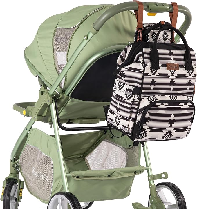 Wrangler Aztec Backpack Organized Daypack Travel Baby Bag with Stroller Strap and Side Bottle Pockets WG2204-9110BK - Image 6
