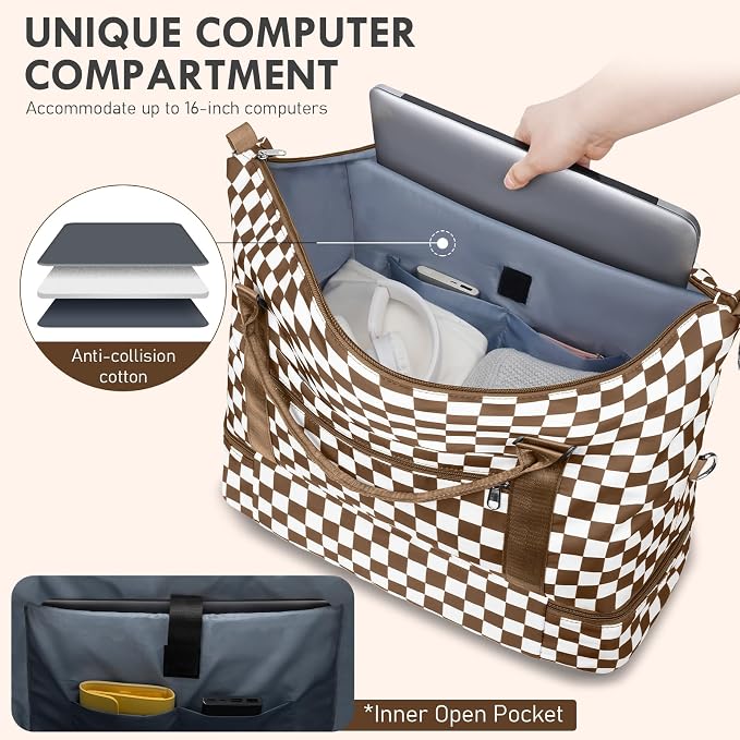 WOOMADA Weekender Overnight Bag for Women, Shoulder Travel Duffel with Shoes Compartment,Gym Bag with Toiletry Bag - Image 3