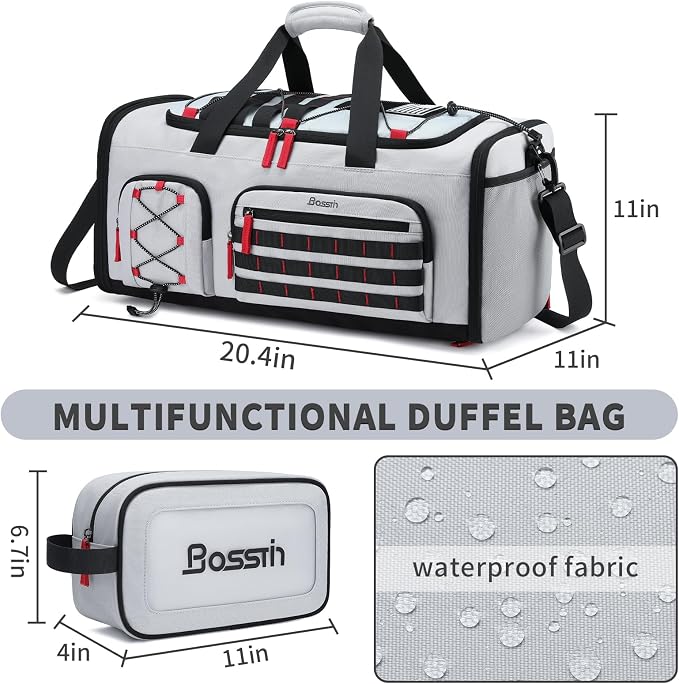 BOSSTIN Gym Bag for Men & Women, 45L-50L Expandable Sports Duffle Bag | Convertible Duffel Backpack, Comes with Toiletry Bag, Shoe Compartment & Wet Pocket, for Workout, Weekender, Overnight Travel - Image 2