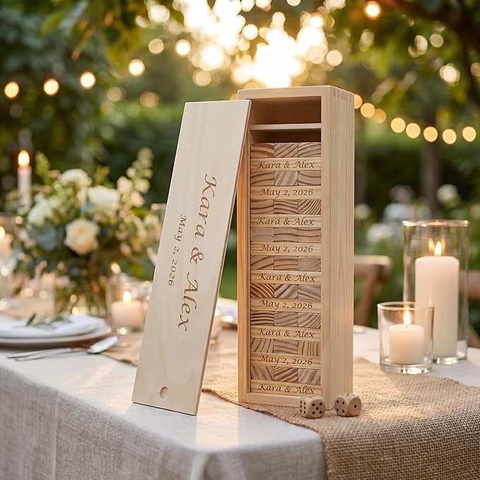 Personalized Wedding Guest Book Alternative: Wood Block Game, Baby Shower Guest Book, for Couple, Couple Gifts, Hostess Gifts, Customizable Gifts, House Warming Gifts New Home by WEGames
