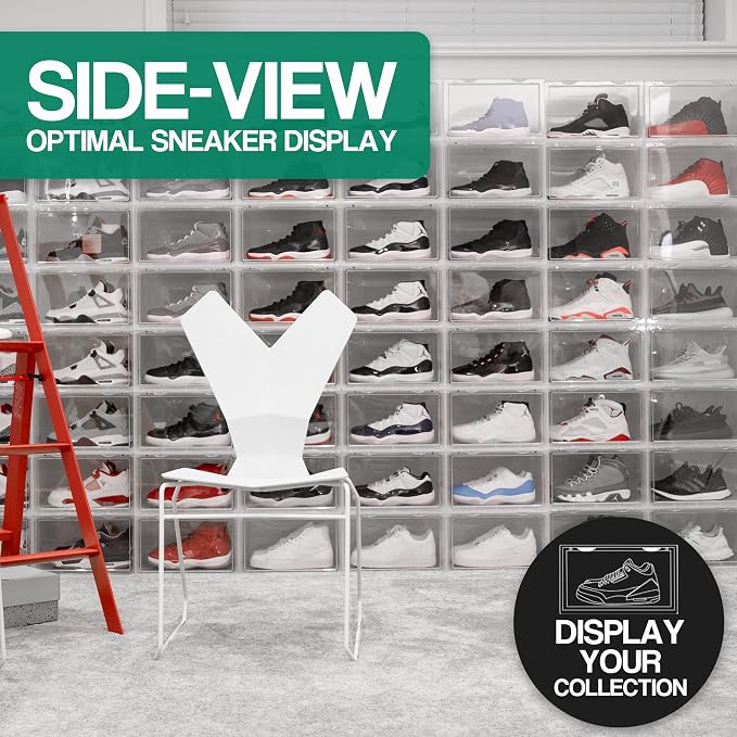 Ollie XL Foldable Stackable Shoe Storage Box Organizer (48-Pack, Clear) | Stackable Clear Shoe Boxes, Rangement Chaussures, Rangement Soulier for Sneakers - Image 2