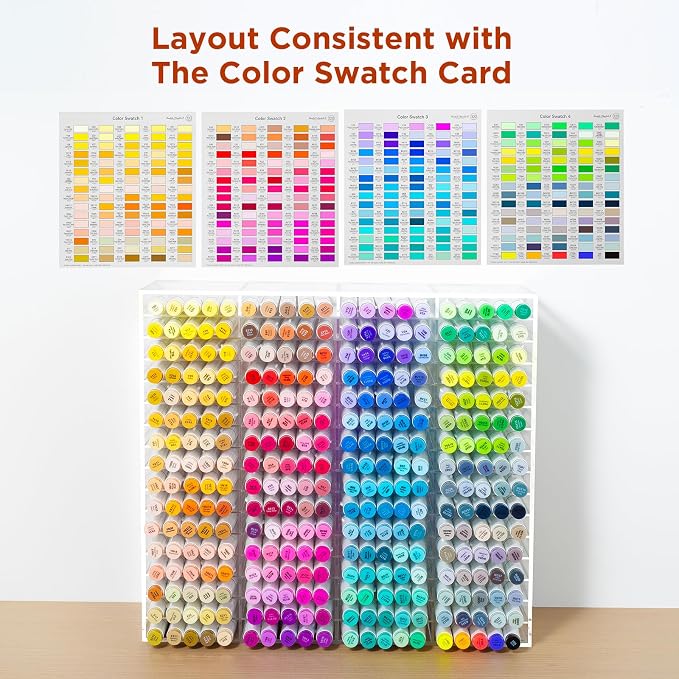 BEYGORM Horizontal Marker Organizer for 320 Markers, Acrylic Large Shelf | Desktop Storage Rack for Paint Pens, Ideal for Art Studio, Office & Drawing Supplies Organization - Image 3