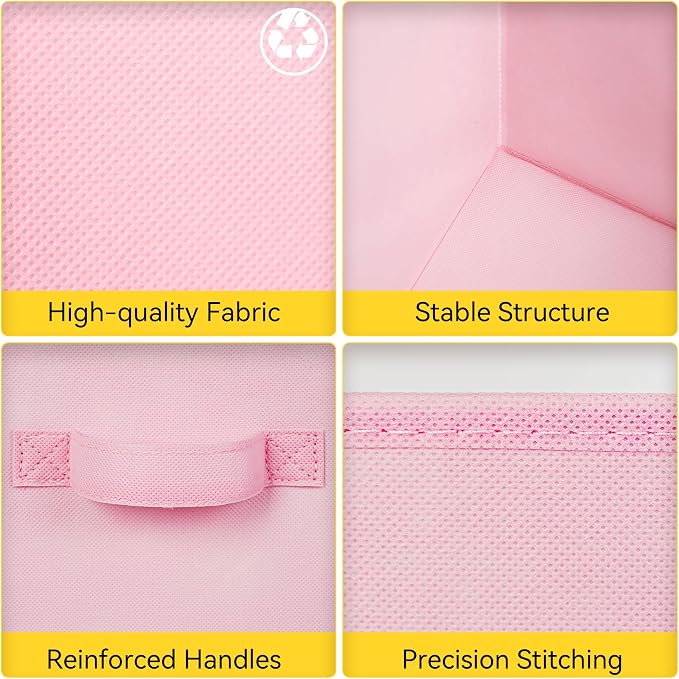 Cupic Cupid 6-Pack 13x13 Cube Storage Organizer, Cube Bins, Pink Gradient | Foldable, Reinforced Handle, Holds Clothes, Toys, Daily Essentials and More, Fits Closet, Shelves, Nursery, Playroom - Image 7