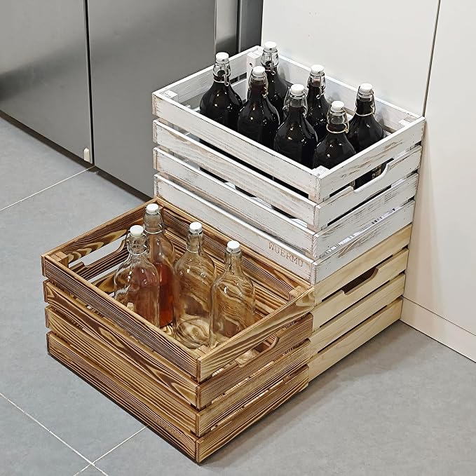 Brown Wooden Crates are Suitable for Storage, Milk Crates, Wine Crates, Festival Decorations, Camping, and Other Multi-Purpose. They are Sturdy and Durable, set of 2 Length of 17.7 inches. - Image 6
