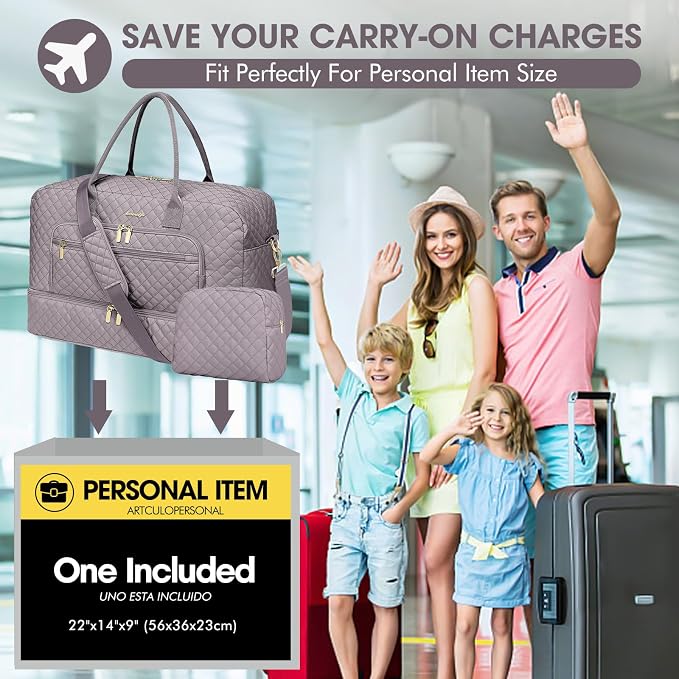 Travel Duffle Bag Weekender for Women - Carry-On Overnight Bag Personal Item Bag with Shoe Compartment & Wet Pocket Large Weekend Tote Bags with Toiletry Bag Hospital Bags for Labor and Delivery - Image 7