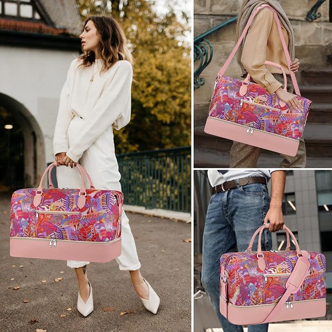 ITIEZY Weekender Bag for Women 21.5" Travel Duffel Large Carry On Bag 3PCS | Nylon Duffel Bag with Waterproof Shoe Compartment, Crossbody Bag and Toiletry Bag, Travel Weekend Hospital Overnight Gym Bag - Image 6