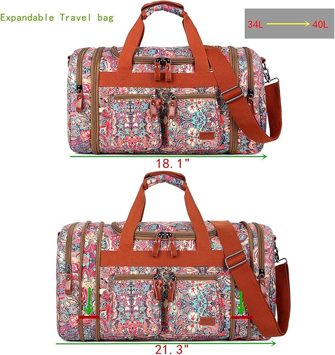 Multicolor Travel Duffel Weekender Bag for Women Carry on Overnight Bag With Toiletry bag HB-21 (HS) - Image 2