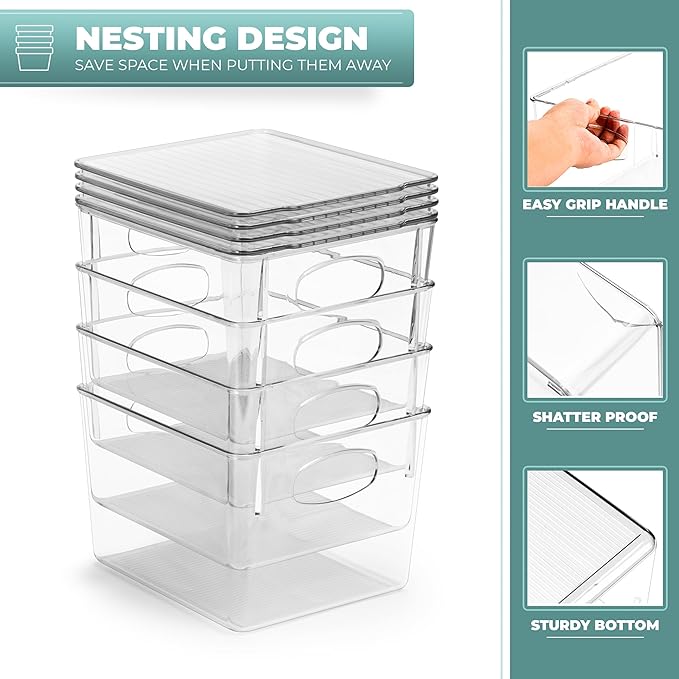 Sorbus Small Storage Containers with Lids - Small Plastic Storage Bins - Toy Organizers and Storage Bin - Clear Containers for Organizing (2 Pack), Medium - Image 6