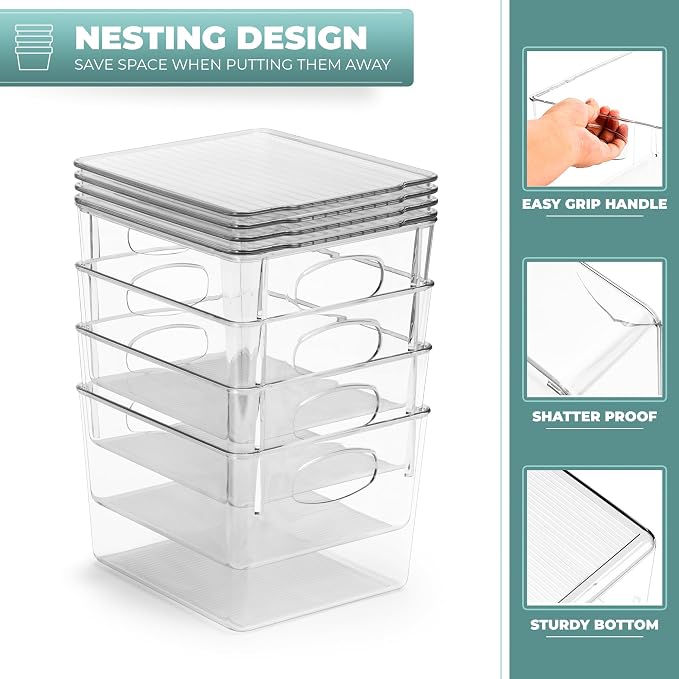 Sorbus Small Clear Plastic Storage Bins With Lids - Stackable Organizer For Toys, Clothes, Medicine, Makeup, Closet, Art Supplies, Bathroom, Shoes (2 Pack) - Image 6