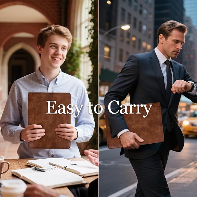 Calfinder Portfolio Binder with 3 Ring,Leather Padfolio with Zipper for Men&Women,Business Portfolio Organizer with Tablet/Documents Holder,Leather Padfolio Binder for Interview/Office/School - Image 8