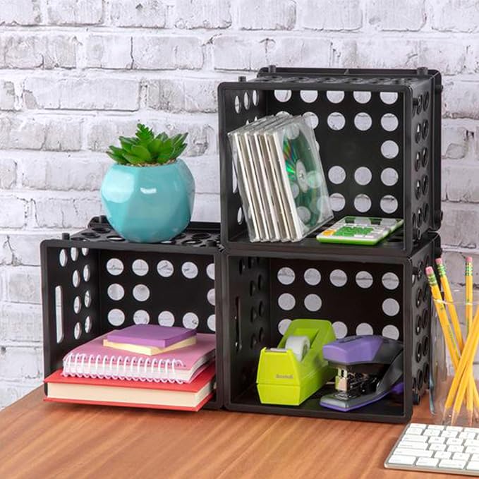 Sterilite Mini Crate, Stackable Plastic Storage Bin with Handles, Organize Home, Garage, Office, School, Dorm Room, Black, 24-Pack | Small Plastic Storage Containers, Open Top Organizer Bins for Home, Garage, Office, Classroom, Dorm, Desk & Crafts - Image 8