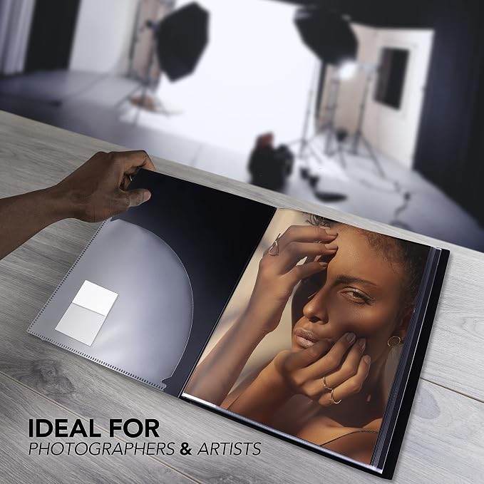 PROFOLIO 14x17 Acid-Neutral Art Portfolio with Customizable Cover, Black, 24 Two-Sided Clear Sleeves | 14x17 inch polypropylene pockets with 48 views and archival paper for art, photography and documents - Image 5