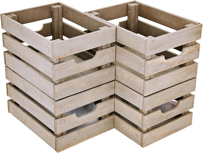 Gray Wooden Crates, Set of 4 Rustic Storage Boxes for Home Organization, Tool Box, Wine Carrier, and Camping Supplies, 12.2 Inches. - Image 2