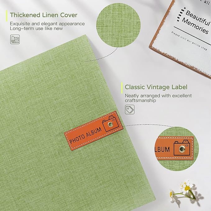 Popotop Large Photo Album Self Adhesive 4x6 5x7 8x10 Scrapbook Album DIY Picture Book,Gifts for Mom,Family Baby and Wedding,with Metal Pen and Plastic Board - Image 3