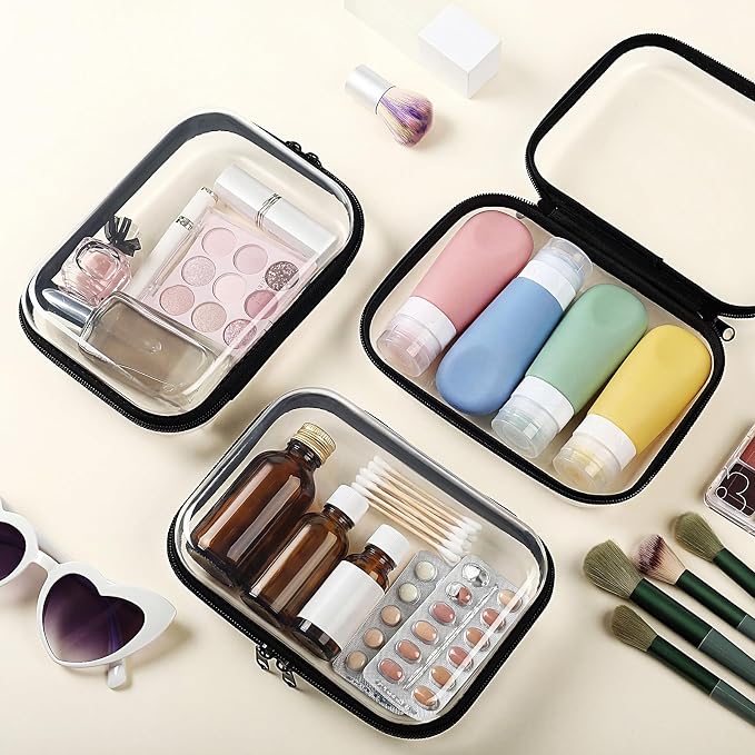 Sanwuta 6 Clear Hard Zipper Case,Black,7.09 X 5.12 X 2 Inch | Pencil Case Pouches ,Makeup Bag,Plastic Toiletry Diaper Bag ,Travel Toy Storage,Waterproof Organizer Bins - Image 5