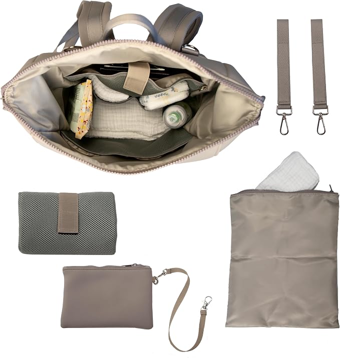 Diaper Bag Backpack with Changing Pad, Stroller Straps, Insulated Bottle Pouch, Luggage Sleeve, Neoprene - Image 5