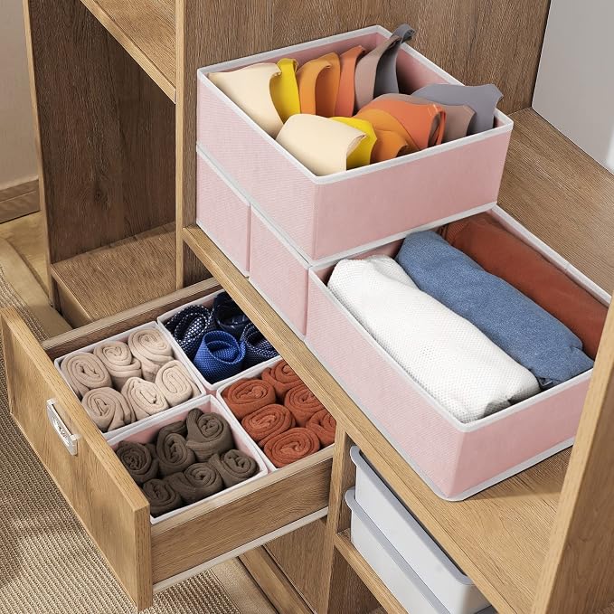 8 Pack Underwear Drawer Organizer, Drawer Organizer Clothes, Foldable Cloth Storage Box Closet Dresser Drawer Divider Organizer for Clothes, Scarves - Image 7