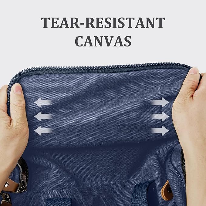 Gonex Canvas Duffle Bag, Expandable 60L Travel Overnight Weekender Bag | for Men, with Shoe Compartment, Multiple Pockets, Tear-Resistant, Durable Zippers, Detachable Strap, Blue - Image 2