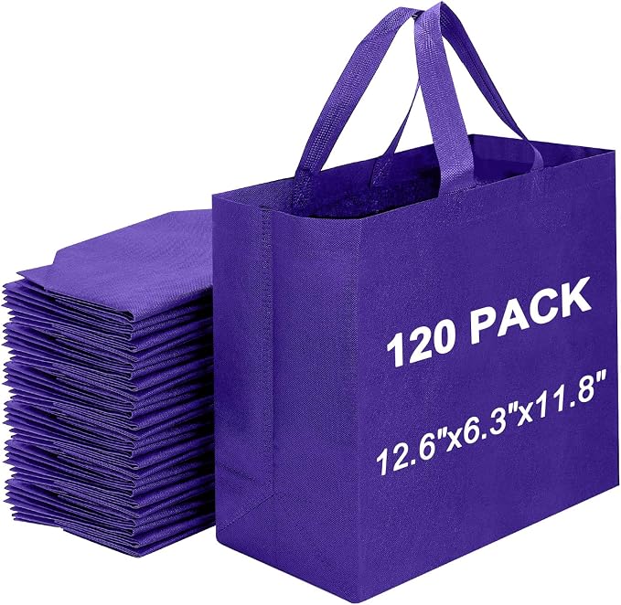 Reusable Grocery Bags 12.6 * 6.3 * 11.8 in - Non Woven Totes Bag with Reinforced Handles, Shopping Bags Bulk by Unknown