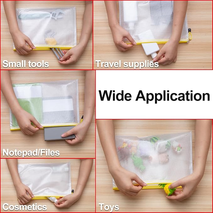 36pcs Mesh Zipper Pouch Bags,A4 Letter Size Zipper Mesh Document Pouch | Multi-use 13" x 9.5" Waterproof Mesh Bags for Board Games & Puzzles,Organizing Storage for School Office Supplies - Image 5