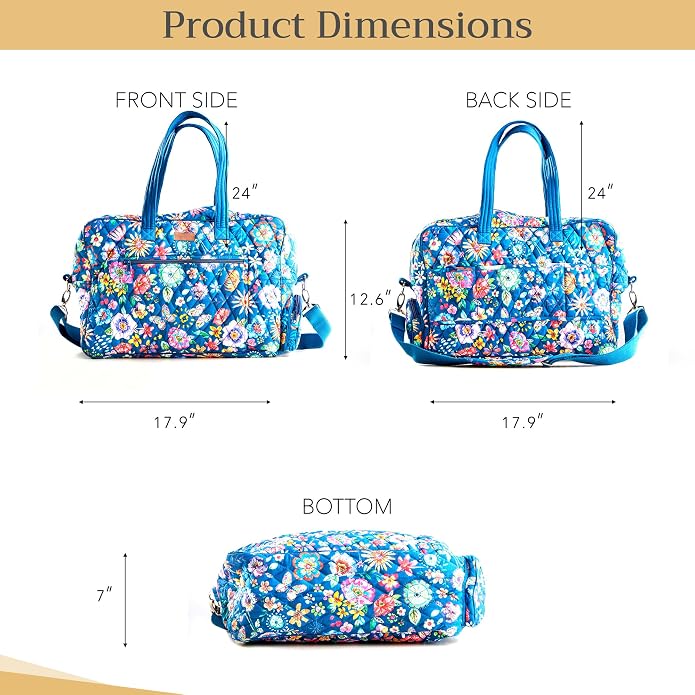 Maison d' Hermine Weekender Bags for Women Cotton Quilted Duffel Overnight Luggage Weekend Bag for Men Gym Gifts Travel | Overnight Luggage Weekend Bag for Men Gym Sports Gifts Duffle bag Business Travellers Trip Spring Summer - Image 6