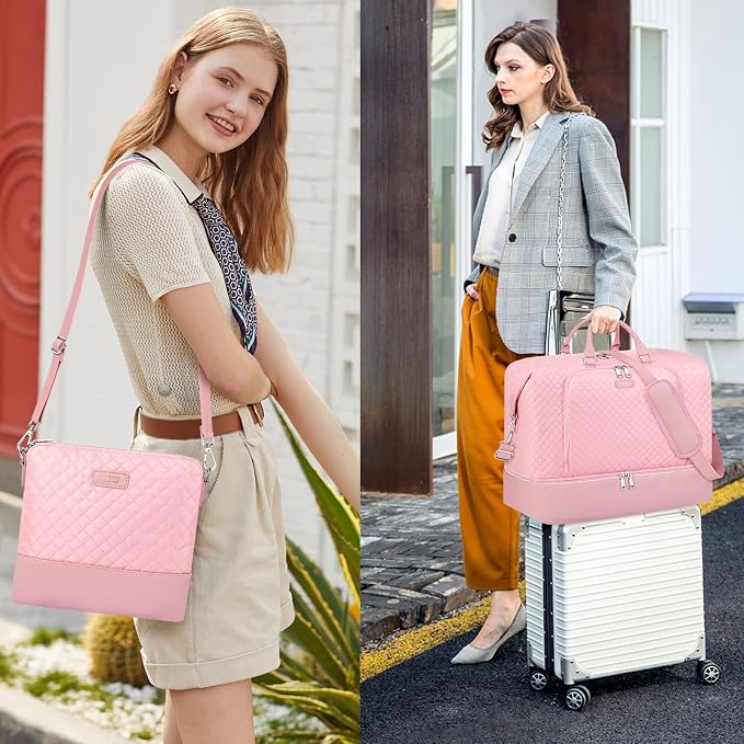 TIBES Travel Weekender Bag for Women, Overnight Bag with Shoe Compartment | 3PCS Large Travel Duffel Bag for Gym, Travel, Hospital, Business Trip, Carry On Tote, Wet & Dry Separation, Water Resistant - Image 3