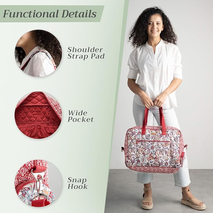 Maison d' Hermine Weekender Bags for Women Cotton Quilted Duffel Overnight Luggage Weekend Bag for Men Gym Gifts Travel | Overnight Luggage Weekend Bag for Men Gym Sports Gifts Duffle bag Business Travellers Trip Spring Summer - Image 5