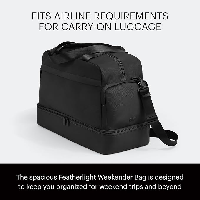 Away Featherlight Weekender Bag, Airline Approved Carry-On Bag | Fits Up to 16" Laptop Pocket, Shoe Compartment, Interior and Exterior Pockets, Travel Duffle Bag, Jet Black - Image 2