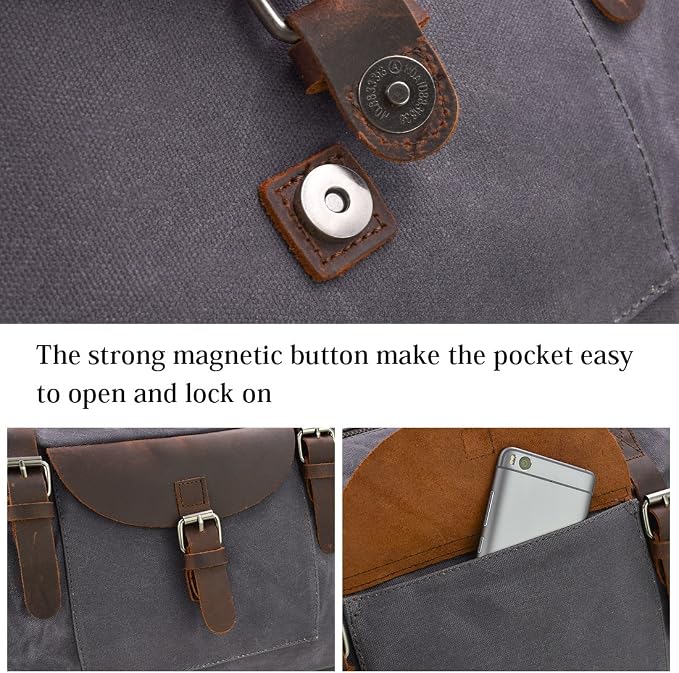 Oversized Travel Duffel Bag Waterproof Canvas Genuine Leather Weekend bag Weekender Overnight Carryon Hand Bag - Image 5