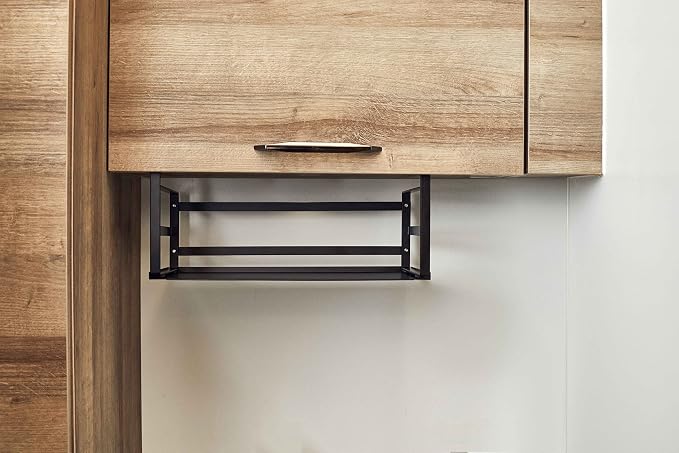Nxconsu Under Shelf Basket 2 Pack, Cabinet Storage Organizer, 16.1" Black | Solid Metal Bottom Holds Up to 30 lb with No Drilling for Kitchen Cupboard Pantry Bookshelf Closet Laundry and Bath - Image 6