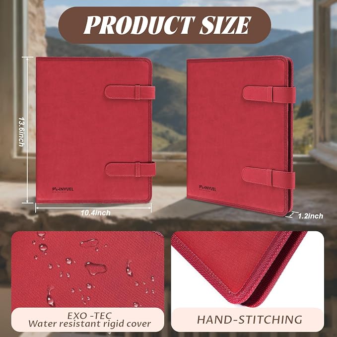 Red Leather Sketchbook Cover 9x12, Travel Drawing Portfolio | Portable sketch kit organizer, pencil holder, Fits 9x12 Sketch Book, Spiral Pad, Compact artist storage case - Image 3