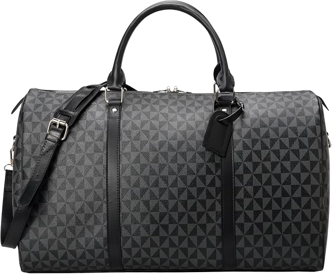Large capacity Lightweight Weekender Bag Travel Duffel Bag for Women Men Overnight with Toiletry Bag Traveling Handbag for Gym Holiday (Black) by Unknown