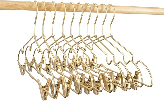 Gold Metal 12.6" Baby Clothes Clips Hanger, 30 Pack Children Kids Coat Hanger Display and Storage,Heavy Duty Standard Metal Hangers with Non-Slip Design,Space Saving Organizer - Image 8