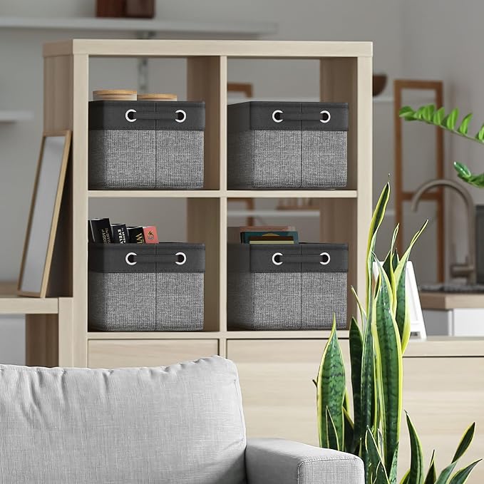 Sorbus Fabric Storage Bins for Shelves - 15 Inch Sturdy Collapsible Storage Bins with 2 Handles, Foldable Baskets for Organizing Home, Closets, Shelf, Toys, Clothes, Large Decorative Storage Baskets - Image 3