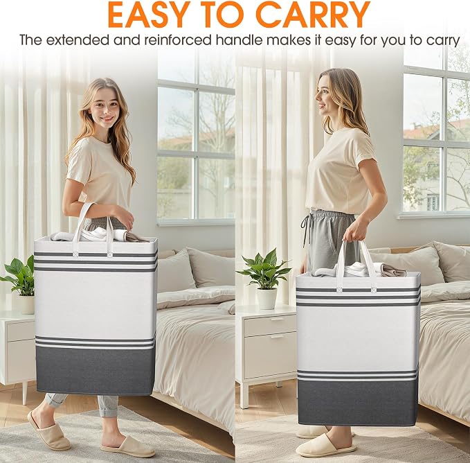4 Pack Large Laundry Baskets, Laundry Hampers, Freestanding Waterproof Collapsible Clothes Bag with Extended & Reinforced Handles - Clothes Basket for Dorm, Bathroom, Home (125L) - Image 6