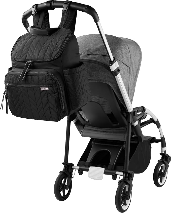 Skip Hop Diaper Bag Backpack: Forma, Multi-Function Baby Travel Bag with Changing Pad & Stroller Attachment, Jet Black - Image 6