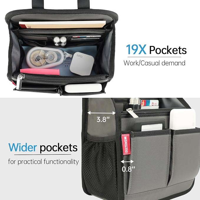 Mini Premium Rugged Backpack Purse Organizer Insert for Women Fashion Small Backpack-19 Pockets,Padded Water-repellent Nylon-Gray - Image 5