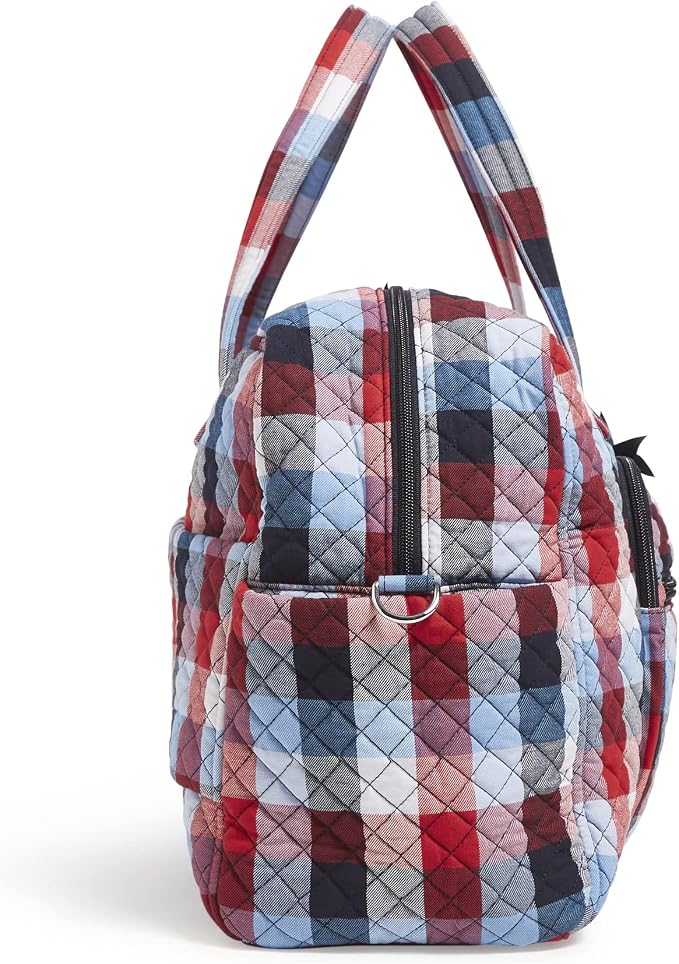 Vera Bradley Women's Cotton Weekender Travel Bag, Patriotic Plaid - Recycled Cotton, One Size - Image 4