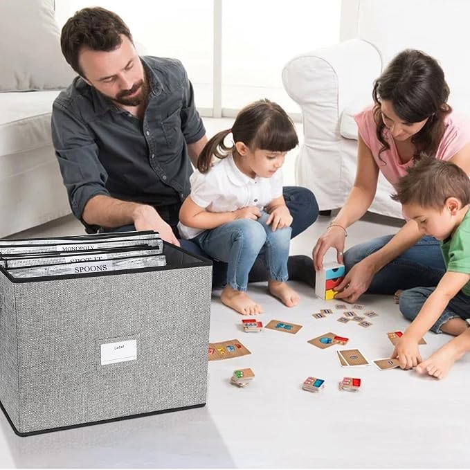 Board Game Storage Box, Board Game Organizer Box with 12pcs Zipper Bags and Writable Stickers, Game Storage Containers with Lid for Office Supplies, Puzzles, Craft Product - Image 5