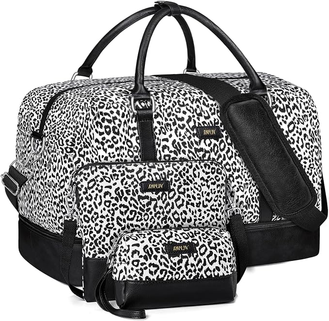 Weekender Bags for Women, 21" Weekender Travel Bag, Travel Duffle Bag with Shoe Compartment Carry on Overnight Duffel Bag for Weekend Travel Business Trip, 3PCS | 3PCS Carry On Overnight Large Duffel Bag with Crossbody Bag and Toiletry Bag for Weekend ... by IBFUN
