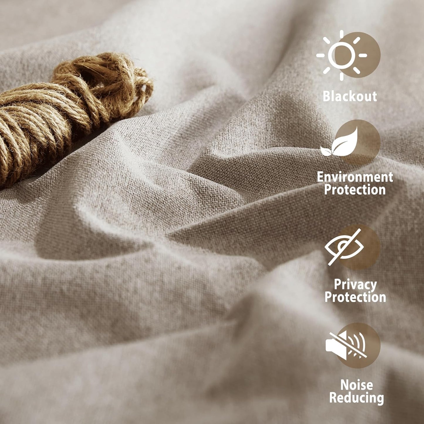 NICETOWN Linen 100% Blackout Short Curtains 63 inches Lenghth Burg for Kitchen, 2 Panels, Burlap Faux Linen Drapes with Thermal Insulated White Liner, Keeping Out Cold Air and Heat Panels